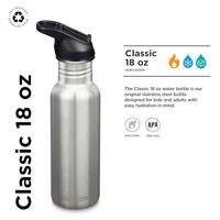 Klean Kanteen Drinkfles - classic narrow - sportdop met flip - brushed stainless - 532 ml - thumbnail