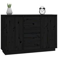 Dressoir 111x34x75 cm massief grenenhout zwart - thumbnail
