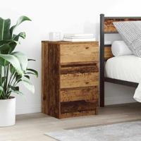 Nachtkastjes met 3 lades 2 st 39x35x65 cm oud hout - thumbnail