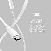 Urbanista Bedrade oortelefoon, USB C-oortelefoon Klittenvrij gespreksbeheer bedraad met microfoon, USB Type C-hoofdtelefoon bedrade stereo-ingangsknop, San Francisco, wit - thumbnail