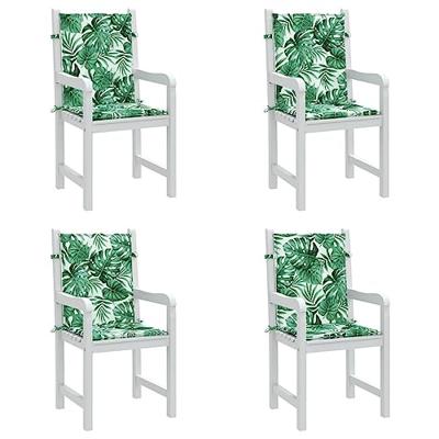 VidaXL Stoelkussens 4 st lage rug bladpatroon stof VidaXL Stoelkussens 4 st lage rug bladpatroon stof
