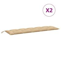 Tuinbankkussens 2 st 180x50x7 cm stof gemleerd beige - thumbnail