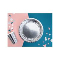 Zilverkleurige Metallic Borden 23cm - 6 stuks - thumbnail