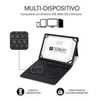 Subblim Tabletbeschermhoes voor 27,9 cm (11 inch), bluetooth-toetsenbord, Spaans toetsenbord, elastiek, oplaadpoort, ultra slim, keytab Pro marmer, blauw (27,9 cm (11 inch), blauw - thumbnail