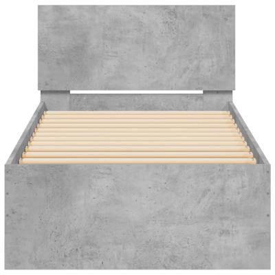 Bedframe met hoofdeinde en LED betongrijs 135x190 cm