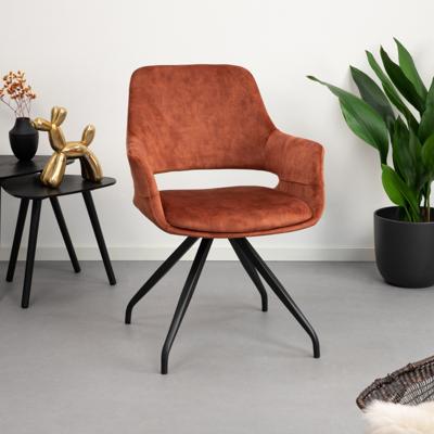 LivingFurn Eetkamerstoel 'Capp' Velvet, kleur Roest