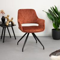 LivingFurn Eetkamerstoel 'Capp' Velvet, kleur Roest - thumbnail