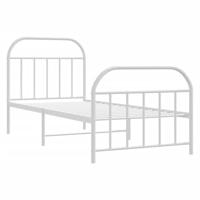 Bedframe met hoofd- en voeteneinde metaal wit 90x190 cm - thumbnail