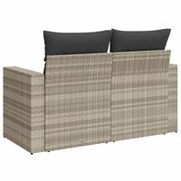 Tuinbank 2-zits met kussens poly rattan lichtgrijs - thumbnail