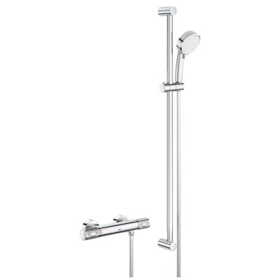 Doucheset Grohe Grohtherm 1000 Performance Opbouw Rond Glans Chroom Hartafstand 15cm Thermostaatkraan Glijstang 90cm Handdouche 2 Standen Doucheset Grohe Grohtherm 1000 Performance Opbouw Rond Glans Chroom Hartafstand 15cm Thermostaatkraan Glijstang 90cm Handdouche 2 Standen
