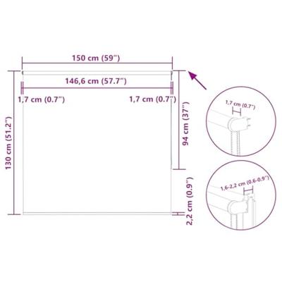 Rolgordijn verduisterend 150x130 cm stofbreedte 146,6 cm wit