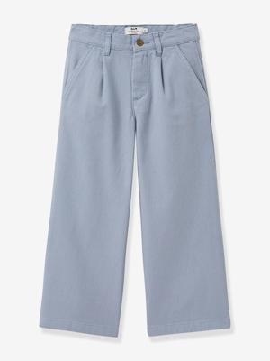Wijde broek voor meisjes CYRILLUS jeansblauw