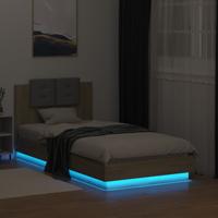 Bedframe met hoofdbord en LED sonoma eikenkleurig 90x190 cm - thumbnail