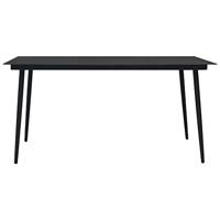 VidaXL Tuintafel 150x80x74 cm staal en glas zwart - thumbnail