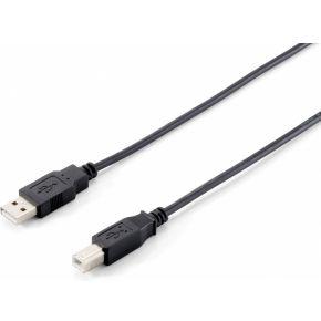 Equip USB-kabel A -> B St/1,00 m polyzak, zwart