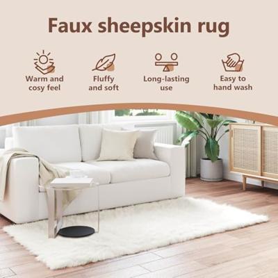 VidaXL Nep schapenvacht tapijt tafalla wit 80 x 200 cm polyester VidaXL Nep schapenvacht tapijt tafalla wit 80 x 200 cm polyester