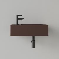 Fontein Gliss Design Freya Solid Marble 40x22x10 cm Met Kraangat Links Mat Choco Bruin - thumbnail