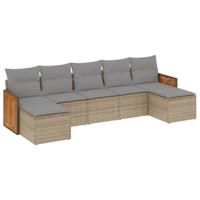 8-delige Loungeset met kussens poly rattan beige - thumbnail