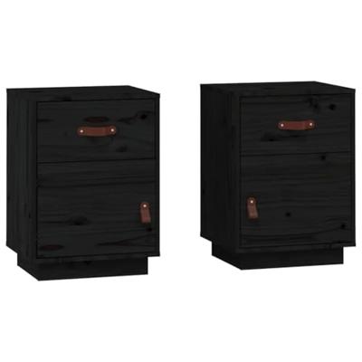 Nachtkastjes 2 st 40x34x55 cm massief grenenhout zwart