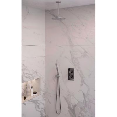 Chrome Edition thermostatische inbouw regendouche SET 29 - 3-weg omstelling - 20 cm douchekop - plafondarm - staaf handdouche - doucheslang - wandaansluitbocht chroom