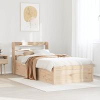 Bedframe met hoofdbord massief grenenhout 90x190 cm - thumbnail