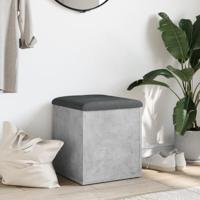 Opbergbankje 42x42x45 cm bewerkt hout betongrijs - thumbnail