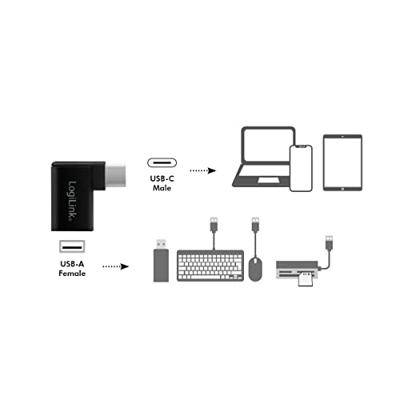 LogiLink USB 3.2 Gen 1 (USB 3.0) Adapter [1x USB 3.2 Gen 1 bus A (USB 3.0) - 1x USB 3.2 Gen 1 stekker C (USB 3.0)] AU0055 90° haaks naar rechts