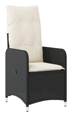 9-delige Bistroset met kussens poly rattan zwart