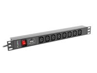 Lanberg PDU-08I-0200-C20-BK energiedistributie 8 AC-uitgang(en) 1U Zwart - thumbnail