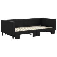 Slaapbank met onderschuifbed 90x190 cm stof zwart - thumbnail