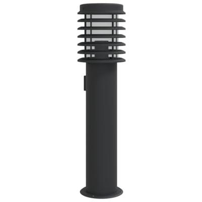 VidaXL Buitenvloerlamp met stopcontact 60 cm roestvrijstaal zwart - thumbnail
