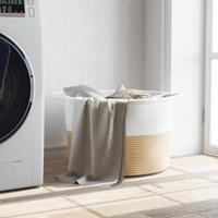 VidaXL Wasmand ø 55x36 cm katoen beige en wit - thumbnail