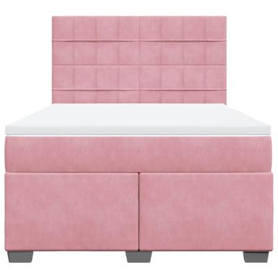 Boxspring met matras fluweel roze 160x200 cm