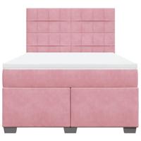 Boxspring met matras fluweel roze 140x190 cm - thumbnail