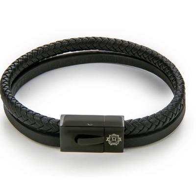 Monomen Men's Genuine Nappa Leather Bracelet MM10822BB Monomen Men's Genuine Nappa Leather Bracelet MM10822BB