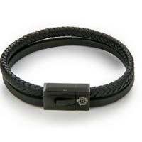 Monomen Men's Genuine Nappa Leather Bracelet MM10822BB - thumbnail