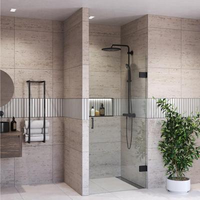 Douchedeur BWS Portos Profielloos Mat Zwart 100x200 cm Helder Glas 8 mm Nano Coating