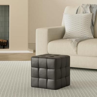 Poef 2 st 30x30x30 cm kunstleer zwart