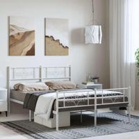 Bedframe met hoofd- en voeteneinde metaal wit 150x200 cm - thumbnail