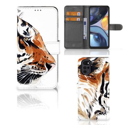 Hoesje Motorola Moto G22 Watercolor Tiger Hoesje Motorola Moto G22 Watercolor Tiger