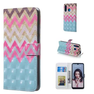 Kleur Wave 3D patroon horizontale Flip lederen case voor Huawei P30 lite met houder & kaartsleuven & foto frame & portemonnee