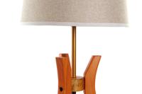 Bureaulamp DKD Home Decor Bruin Beige Polyester Hout 220 V 50 W - thumbnail