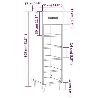 Schoenenkast 30x35x105 cm bewerkt hout zwart