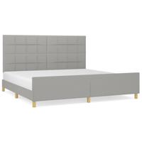 Bedframe zonder matras stof lichtgrijs 200x200 cm - thumbnail