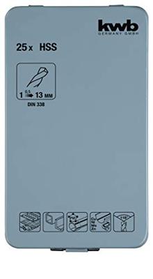 kwb 422544 HSS Metaal-spiraalboorset 25-delig 1 mm, 13 mm DIN 338 Cilinderschacht 25 stuk(s)