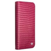 Qialino iPhone 16 Plus hoesje - Leren bookcase - Croco Roze - thumbnail
