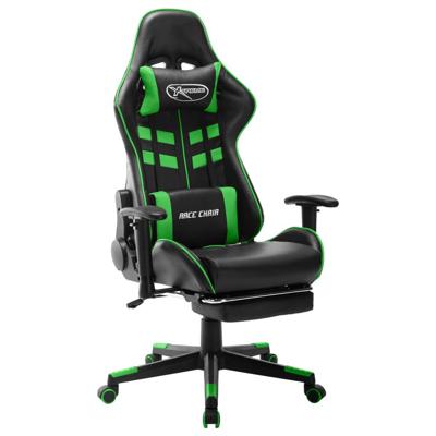 Gamestoel met voetensteun kunstleer zwart en groen Gamestoel met voetensteun kunstleer zwart en groen