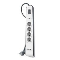 Belkin Spanningsbeveiliger met 4 stopcontacten en 2 USB-poorten stekkerdoos - thumbnail