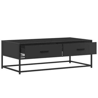 Salontafel 100x50x35 cm bewerkt hout en metaal zwart Salontafel 100x50x35 cm bewerkt hout en metaal zwart