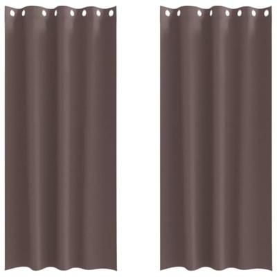 VidaXL Zwart-out gordijnen met ringen 2 pcs donkerbruin 260 x 140 cm VidaXL Zwart-out gordijnen met ringen 2 pcs donkerbruin 260 x 140 cm